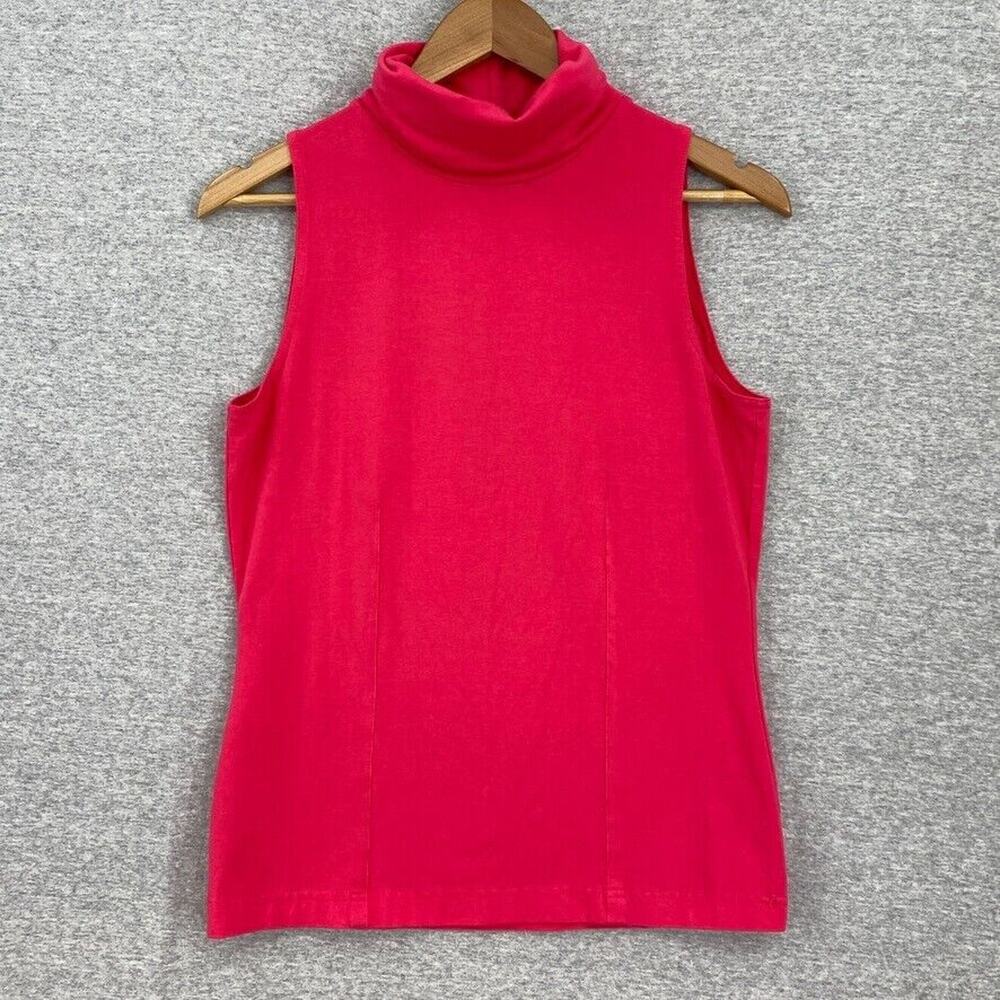 Worth Blouse Womens Small Pink Sleeveless Turtle Neck Stretch Top Career Solid